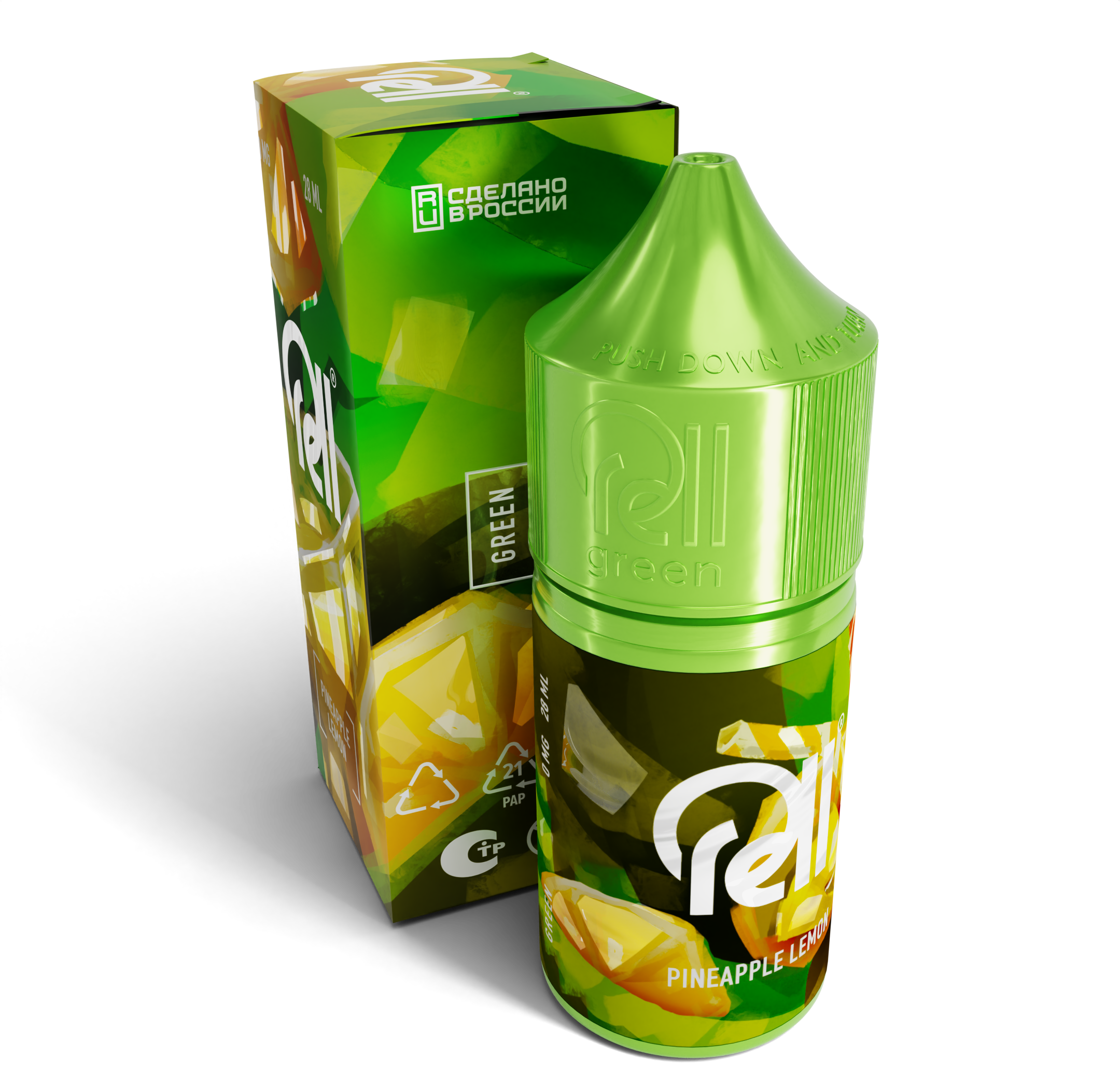 Жидкость ЧЗ RELL Green SALT Pineapple Lemon. фото 1