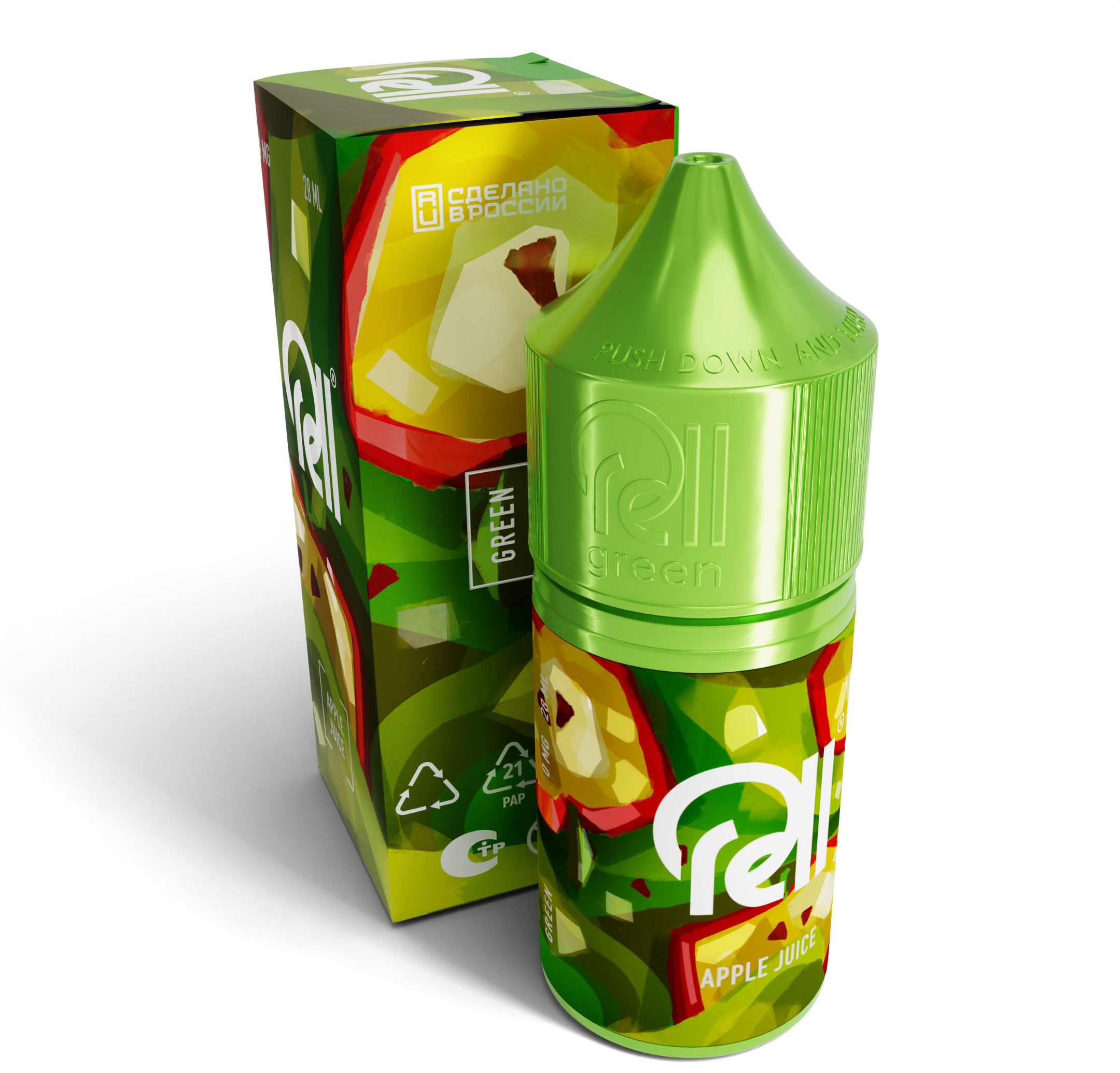 Жидкость ЧЗ RELL Green SALT Apple Juice. фото 1