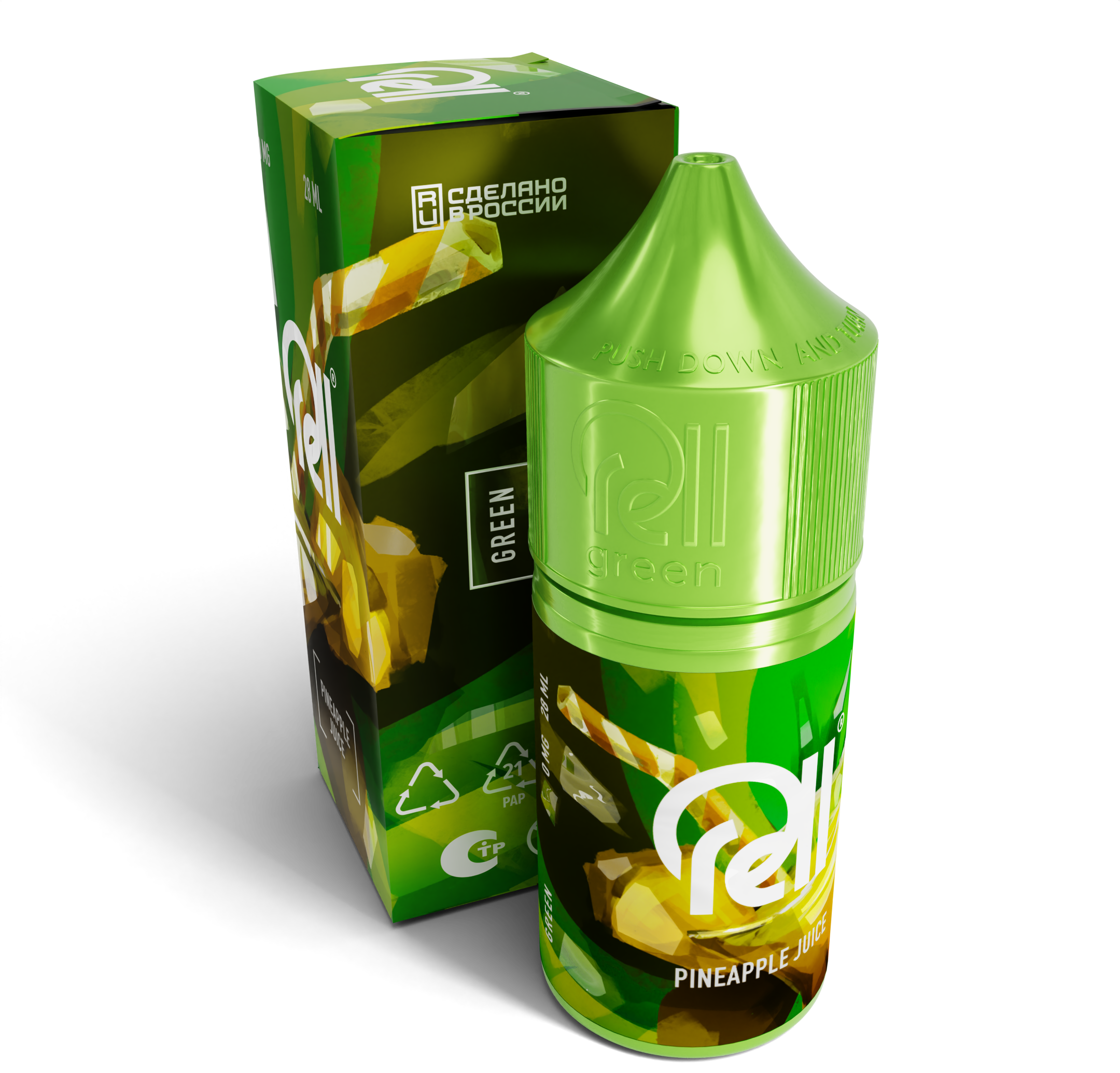 Жидкость ЧЗ RELL Green SALT Pineapple Juice. фото 1
