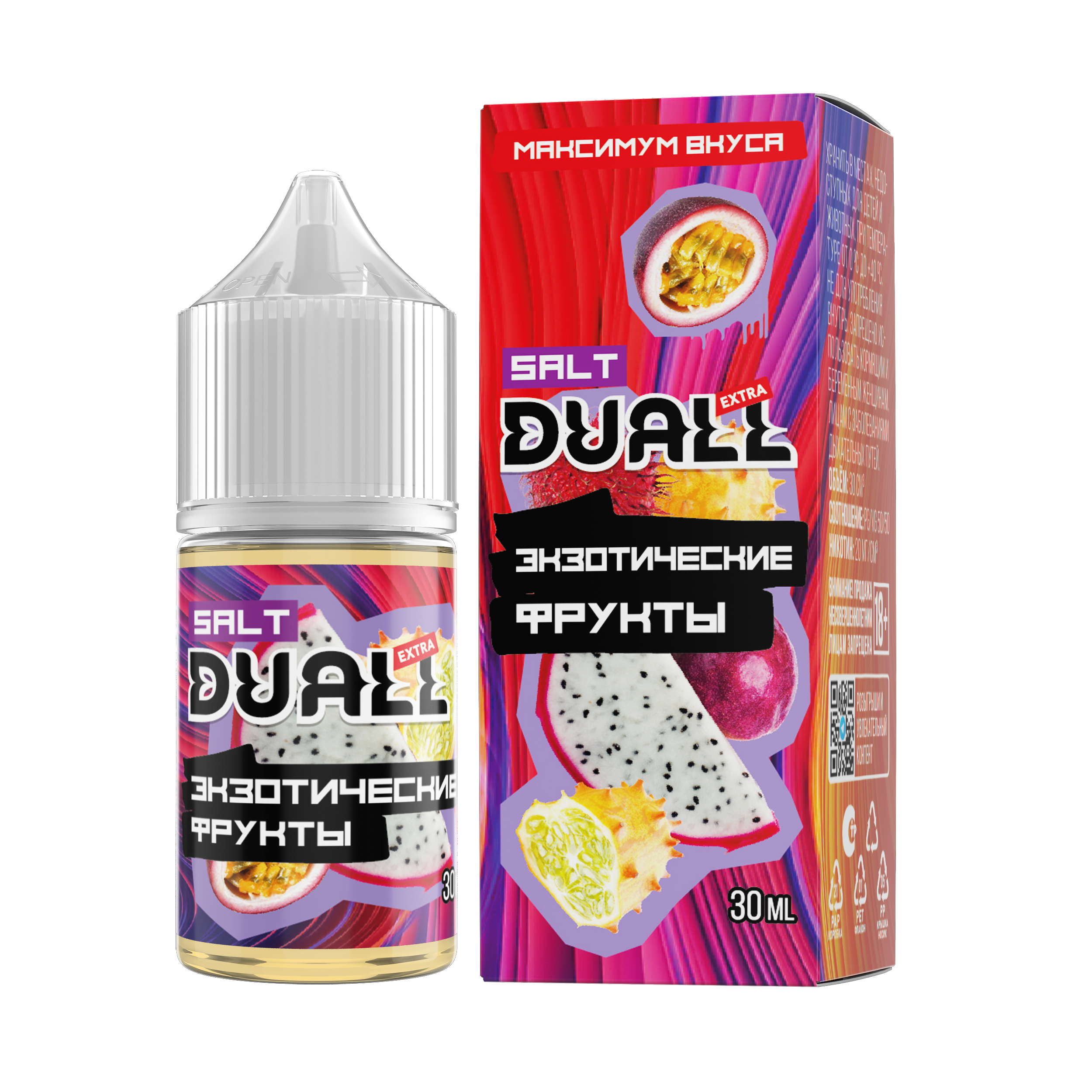 Жидкость ЧЗ DUALL EXTRA SALT Экзотические фрукты. фото 1