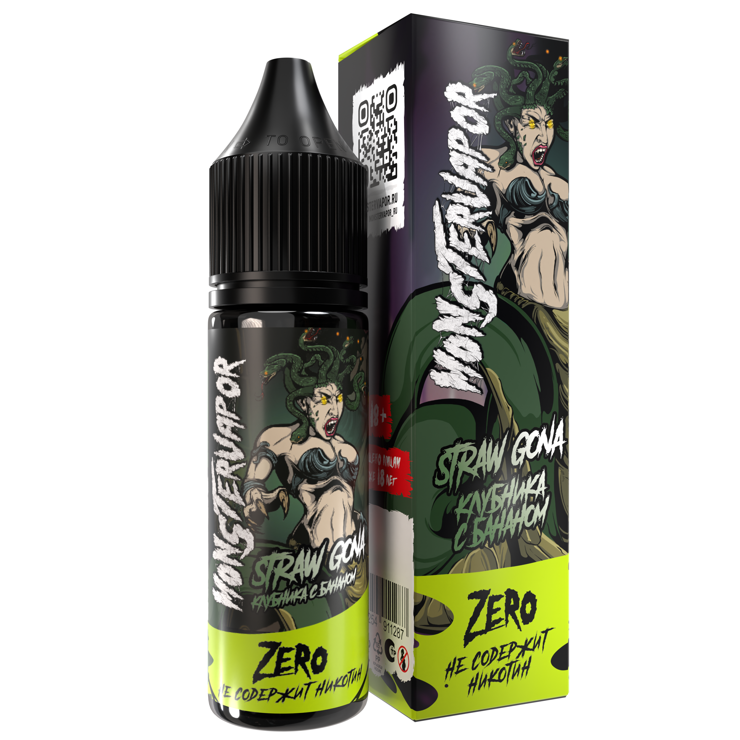 Жидкость ЧЗ MonsterVapor Zero SALT Straw Gona. фото 1