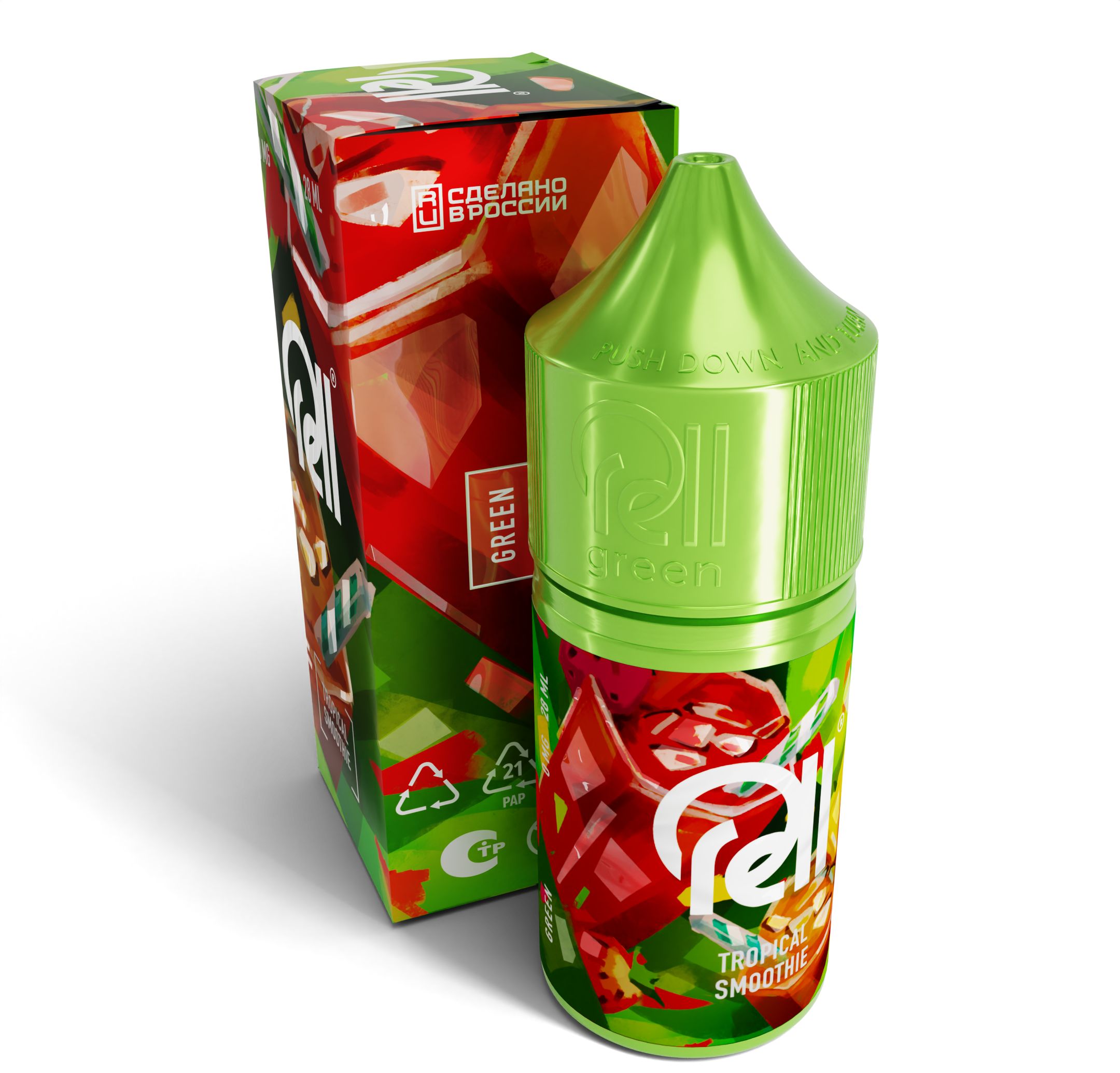 Жидкость ЧЗ RELL Green SALT Tropical Smoothie. фото 1